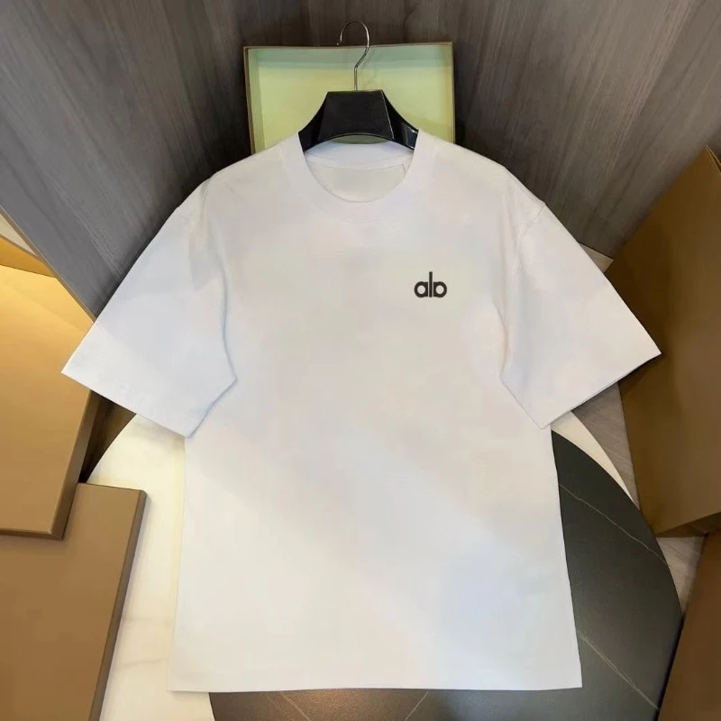 2026New AL Petto T-shirt classica 2D Etichetta piccola Cotone pesante Unisex Oversize Loose Fit Streetwear Manica corta Top