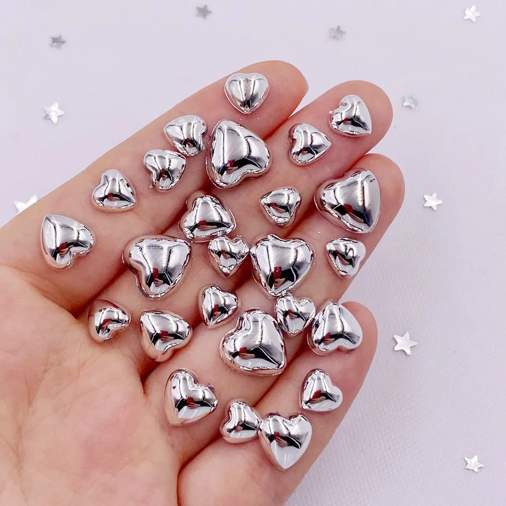 8mm 10mm 12mm Harz Golden Silber Herz Kristall Edelsteine Flatback Stein Perlen Scrapbook Hochzeit Figuren Applikation Dekor Handwerk – Detail 1