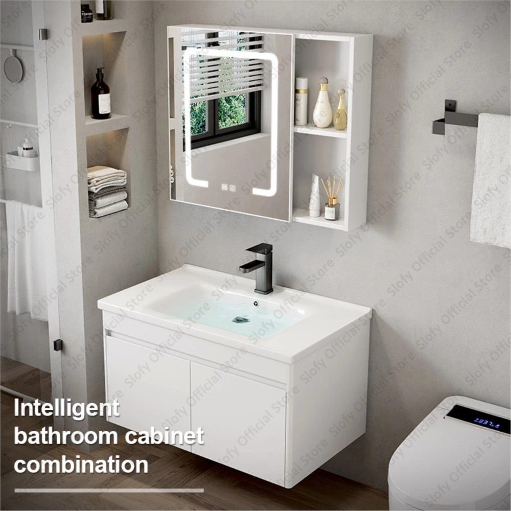 Modern Multifunctional Bathroom Vanity Soft Closing Doors Smart Cabinet Integrated Vanity Cabinets Under Sink Bathroom Furniture