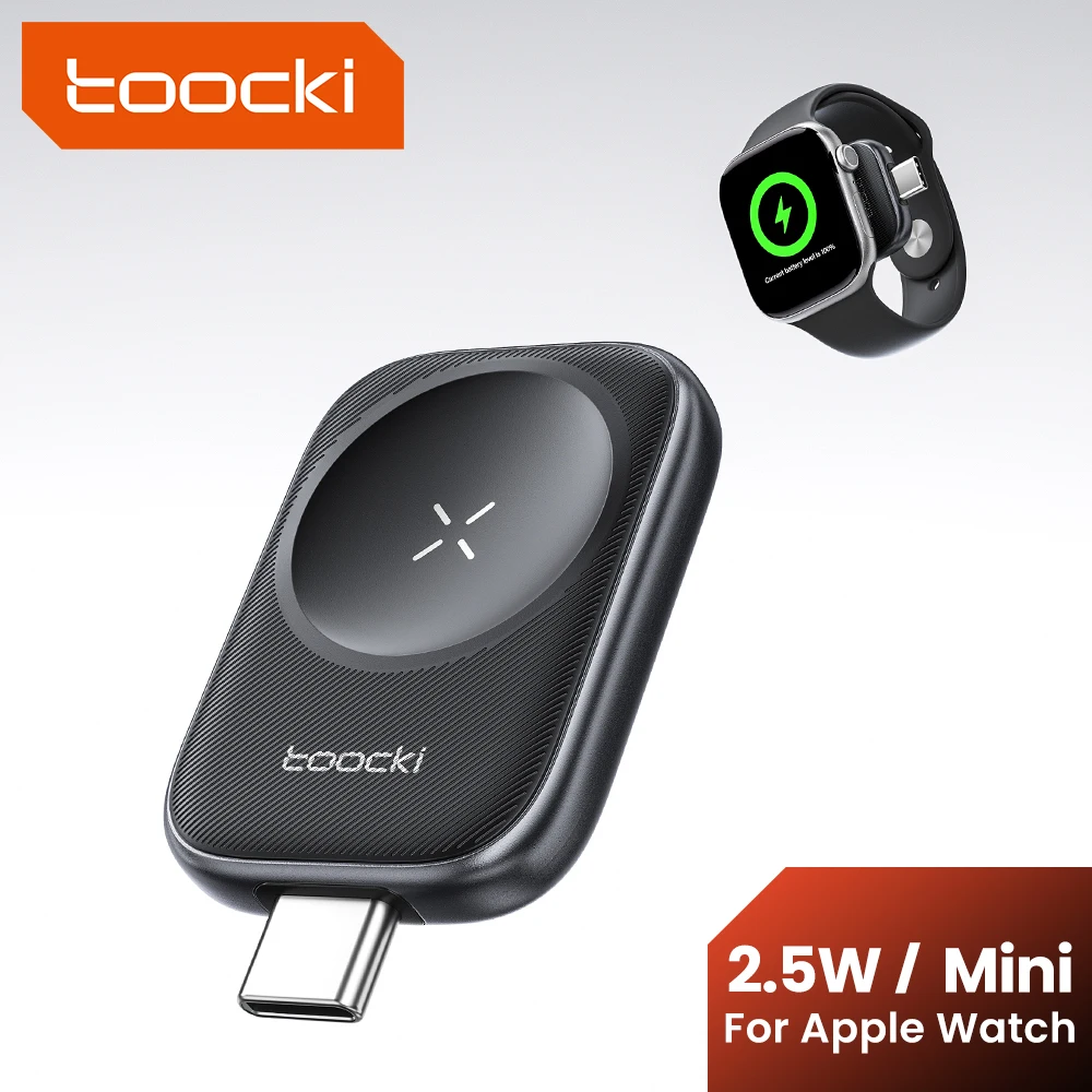 Toocki TW13 2,5W Kabelloses Ladegerät für iWatch S1-S11 SE 2-3 Ultra 1-3 Tragbares Typ-C Magnetisches Kabelloses Ladegerät für Apple Watch