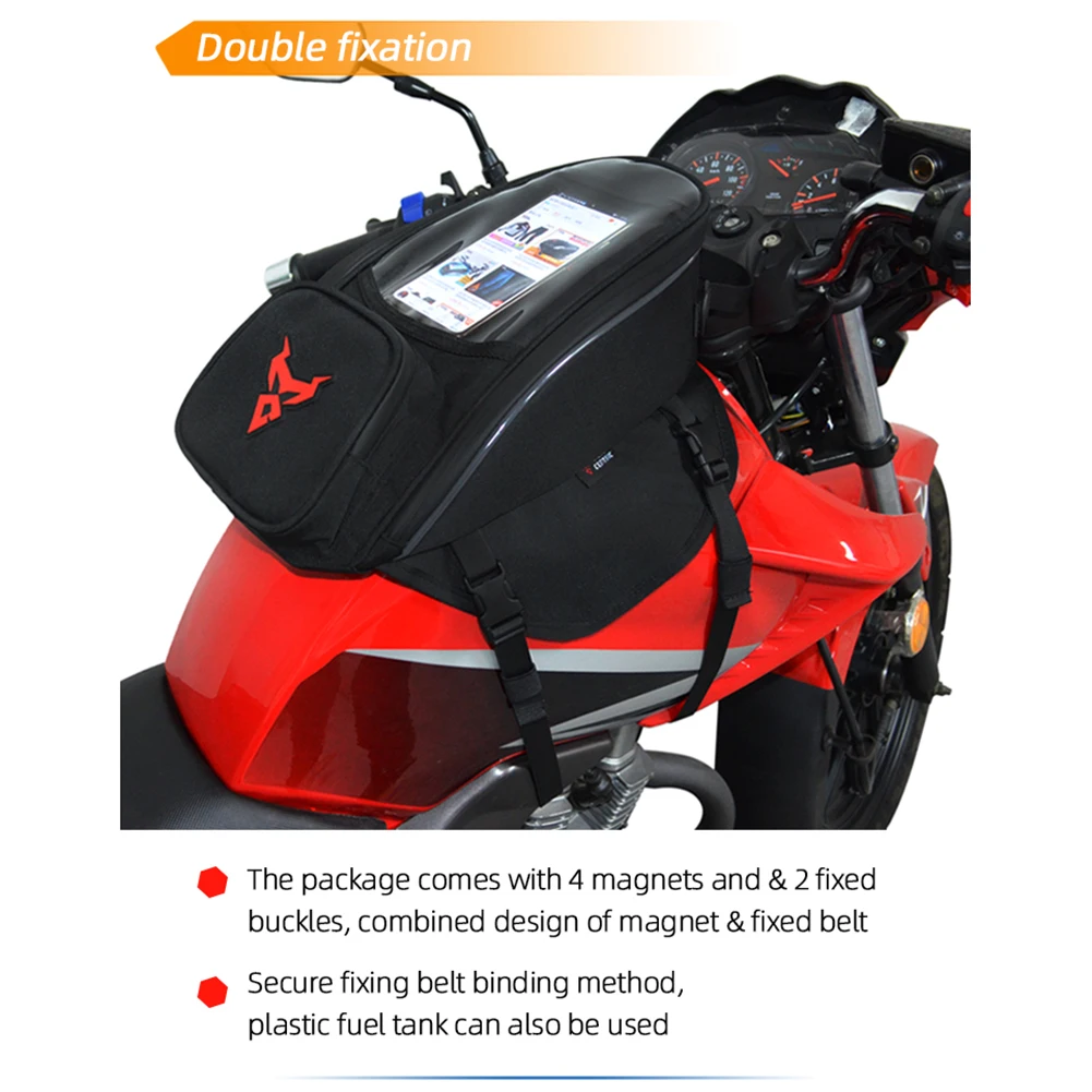 Universal Green Motorcycle Magnetic Tank Bag Handbag Touch Screen Phone Pouch Motorbike Fuel Tank Sling Bag Backpack
