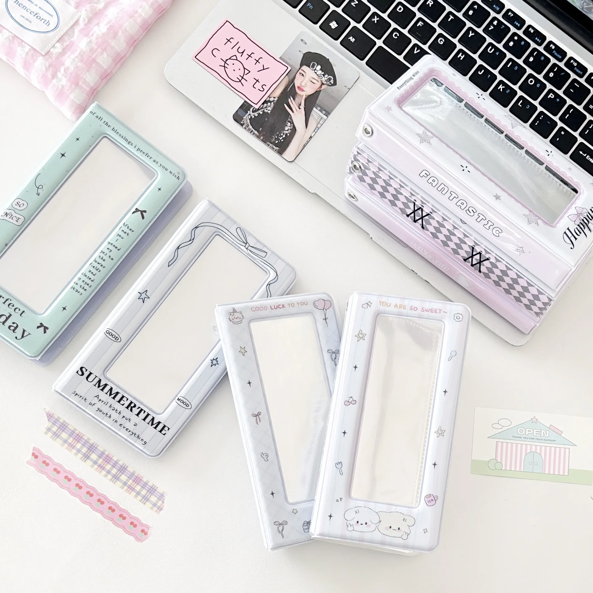 Kawaii Original ballet style bow design Kpop Photocard  Cartoon Four-compartment card bag Collect Book Photo Cards Holder