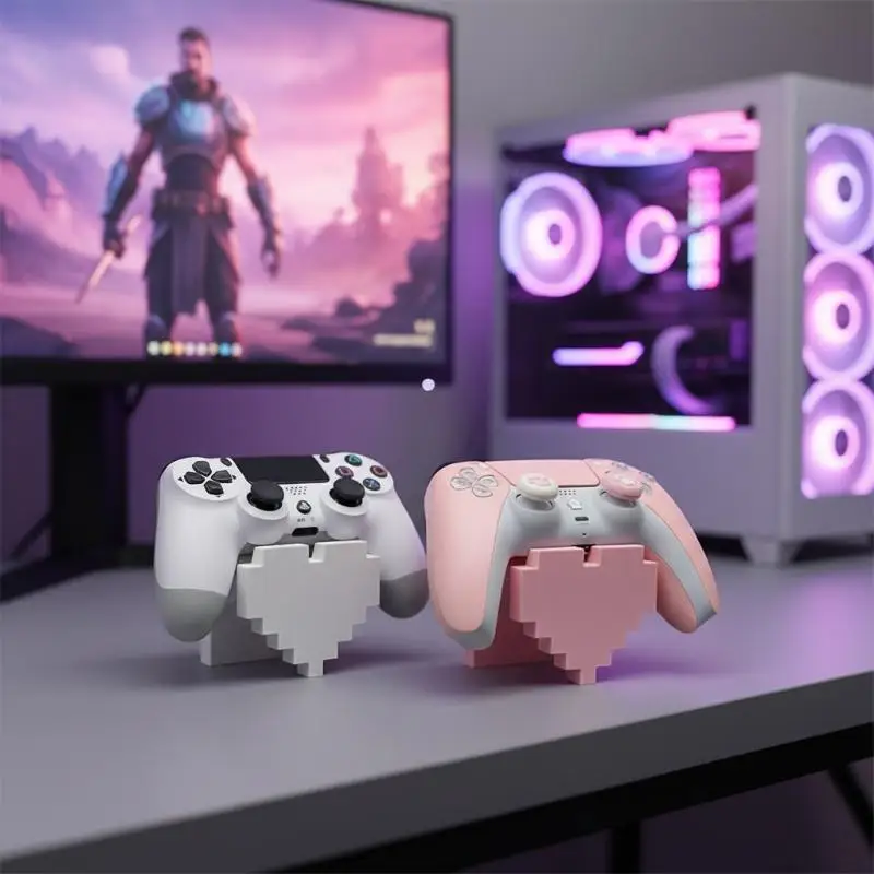 3D Printed Heart Game Accessory Holder Eco-friendly Material Stable Base Desktop Display Shelf for Game Accessories
