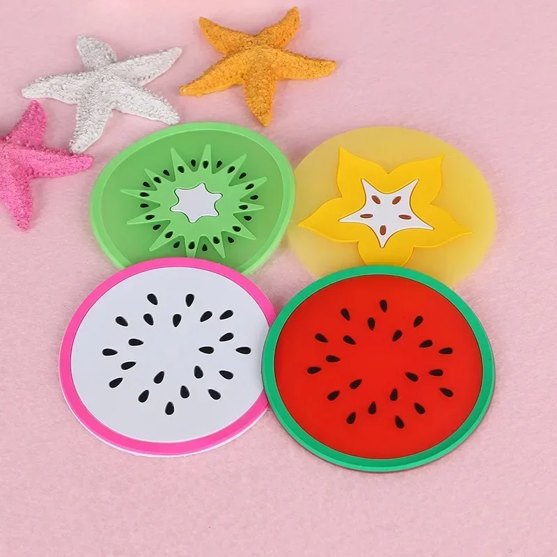 7 PCS Fruit Shape Silicone Cup Pad Slip Insulation Pad Cup Mat Holder Orange/Watermelon/Carambola/Dragon Fruit Wholesale store