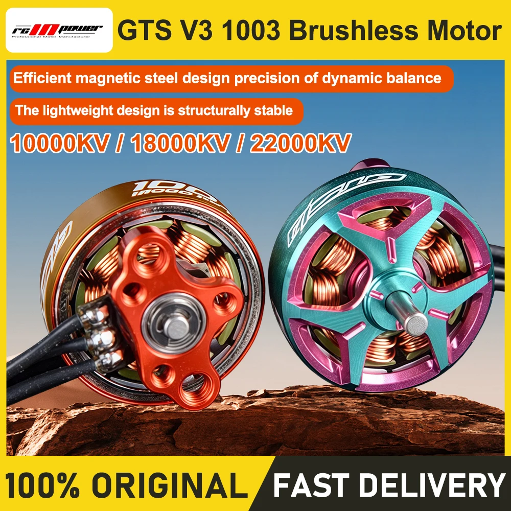 RCINPOWER GTS V3 1003 Brushless Motor 10000KV 18000KV 22000KV Tinywhoop Motor for 1.6-2 Inch FPV Freestyle Drone DIY Parts