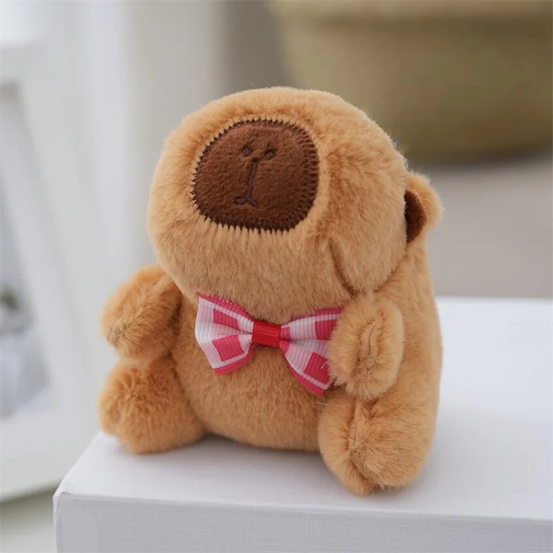 11CM New Simulation Small Capybara Plush Toy Pendant Cute Capibala Doll Backpack Hanging Ornament Random Style