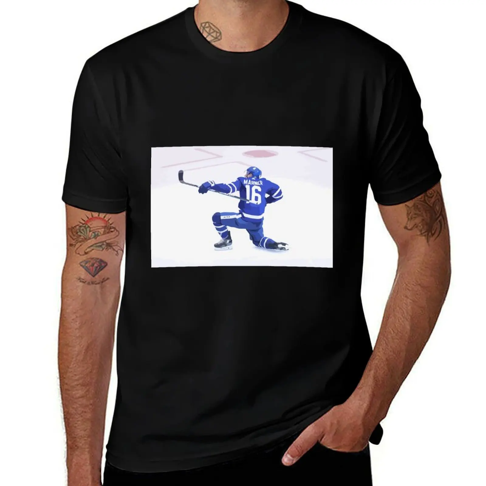 Mitch Marner Goal Celebration Painting T-Shirt Work Wear Simple Tee Shirt T-Shirt