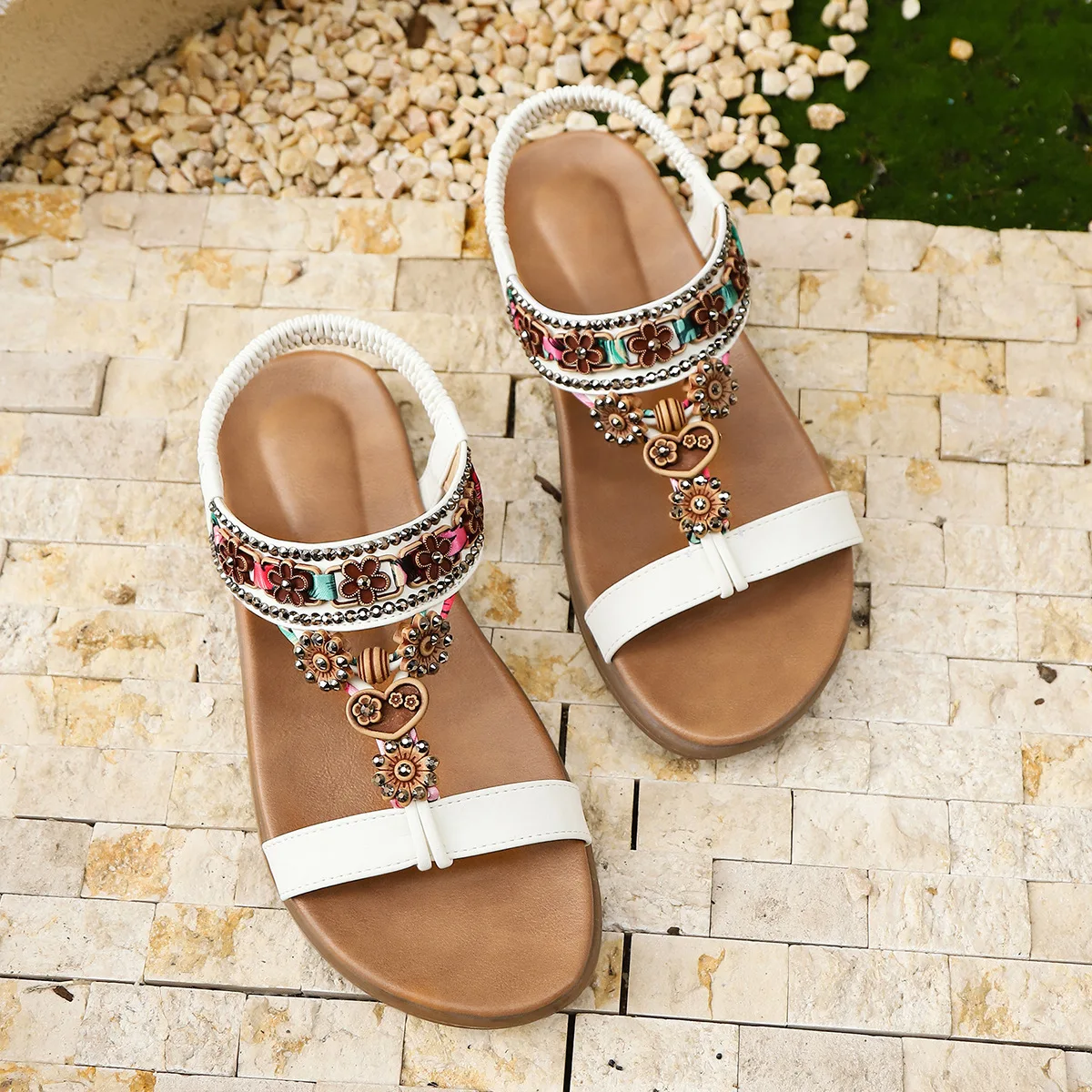 Gladiator Color Platform Sandals Large Size 35-42 Women Shoes 2025 New Bohemia Casual Hemp Beach Shoes Women Slippers Flip Flops