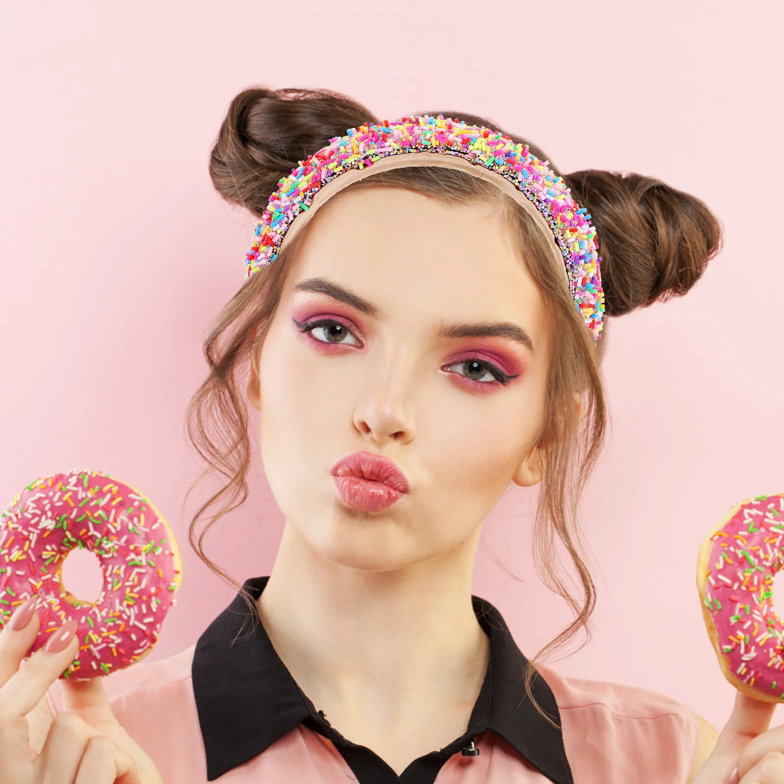عصابة رأس واسعة مزينة بلون الحلوى، عصابة رأس مريحة ومرنة للنساء والفتيات المراهقات وإكسسوارات الموضة