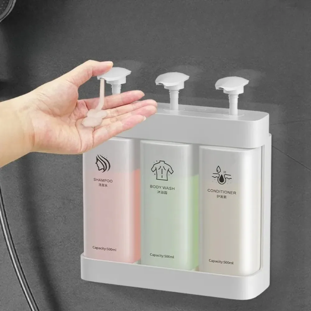 

Liquid Dispensing Bottle Non-punching Soap Dispenser Bathroom Wall-mounted Manual Press ShampooA and Body Wash Dispensing Bottle