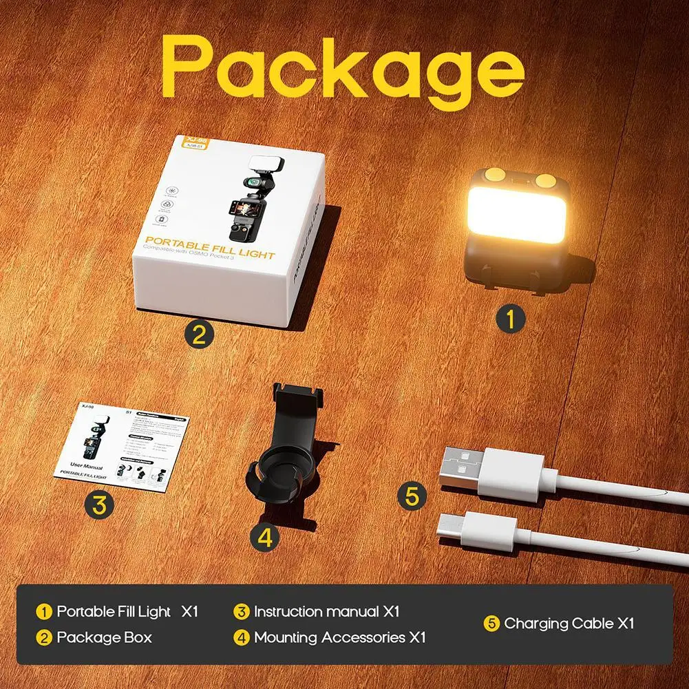 ملء الضوء لـ DJI Pocket 3، ملحق إضاءة كاميرا سيلفي صغير، إضاءة مدمجة قابلة للتوسيع لتسجيل الفيديو منخفض الإضاءة، مدونة فيديو