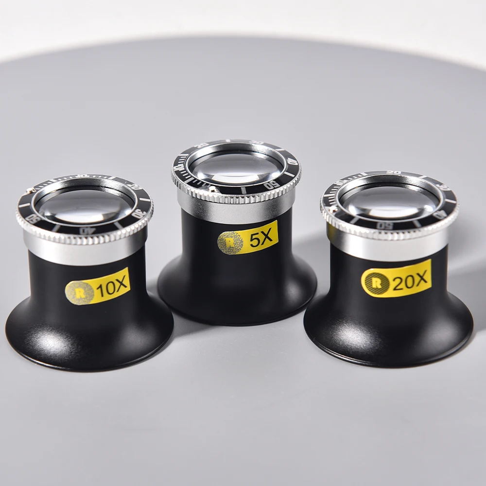 

Ультра прозрачная увеличительная лупа 5X 10X 20X, стеклянные линзы, лупы, инструмент из алюминиевого сплава для точного ремонта часов, лупа для часовщиков