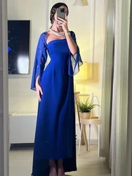 ANGELSBRIDEP Royal Blue Prom Kleider Formale Party Frauen Abendkleider Angepasst Lange Ärmel Chiffon Jacken Robe De Soirée