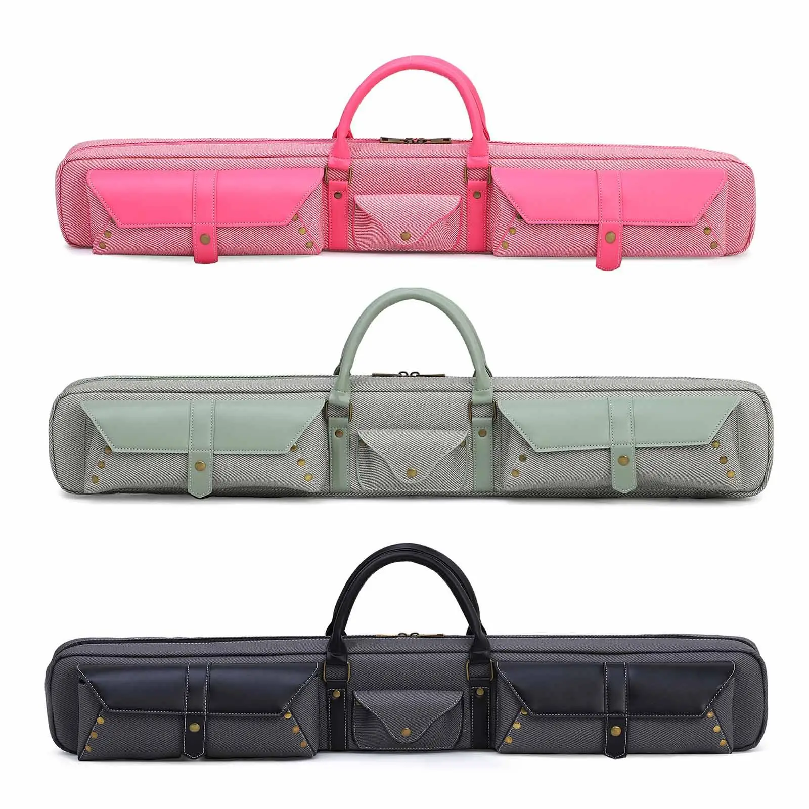 

Pool Cue Case Carrying Bag PU Leather Container Storage Billiard Sticks Case