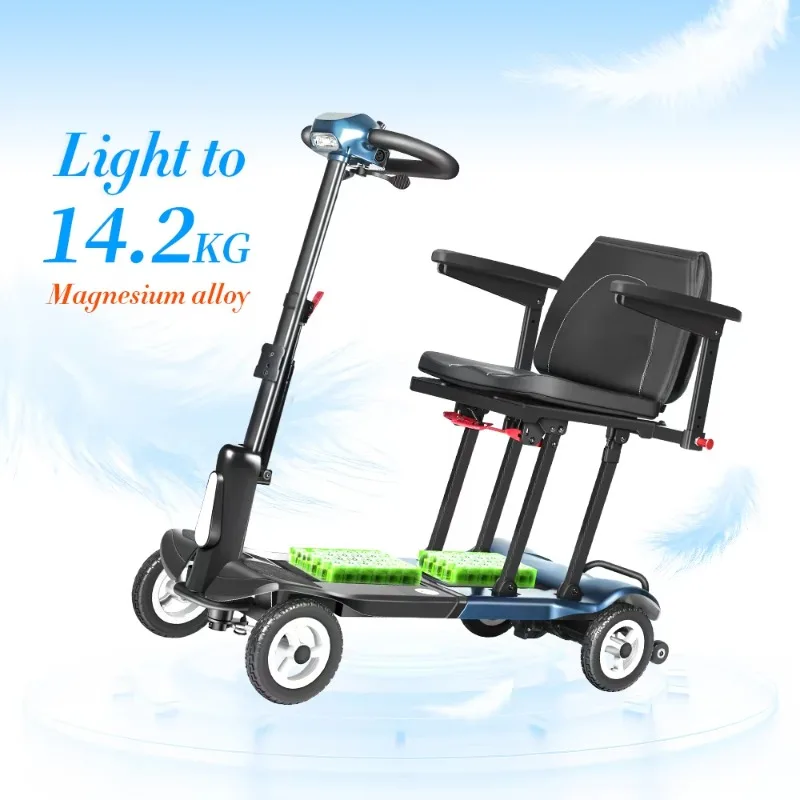 Quick Release Dual Lithium Batteries Long Range Mobility Scooter 14kg 15kg Ultra Light Mg Frame Extend Riding Distance 45km Max