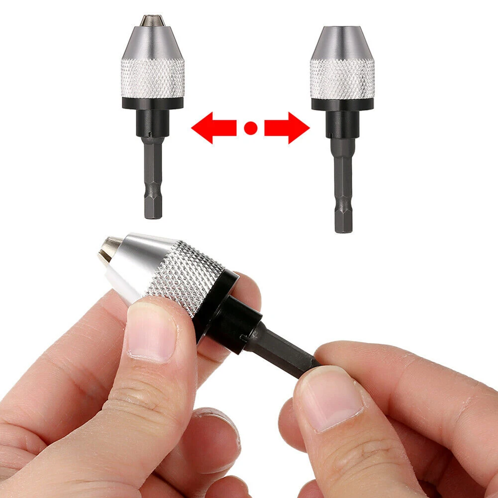 Portable Electric Grinder Chuck Hex Shank Drill Chuck with Locking and Releasing Capability in Silver and Black