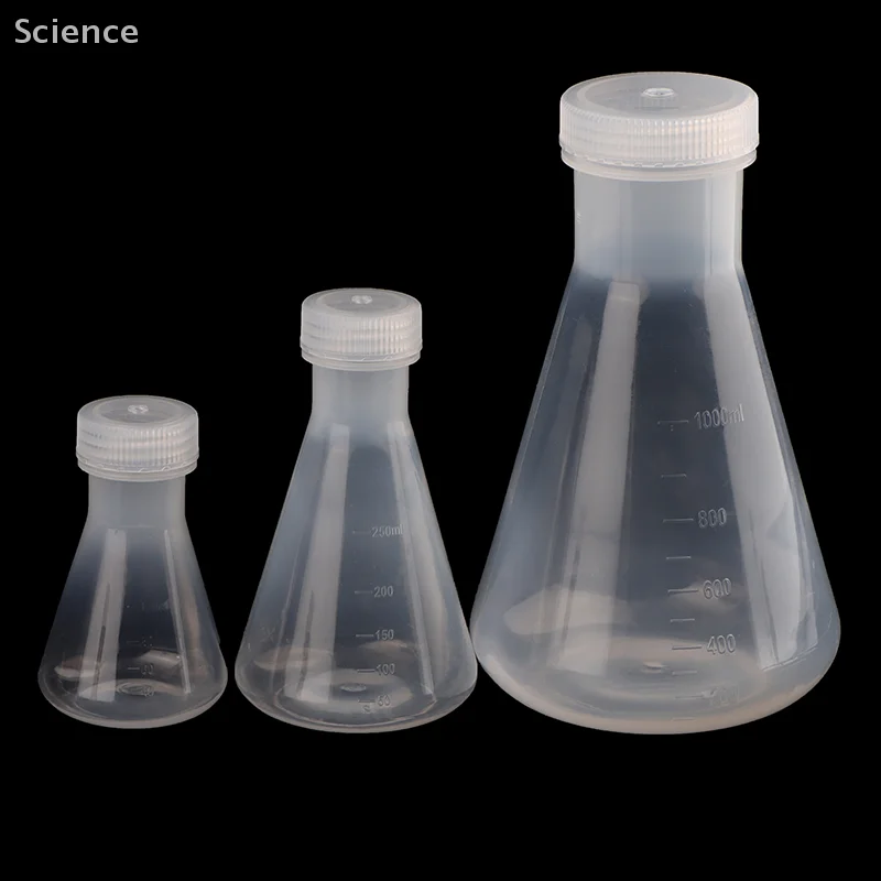 50ml To 1000ml Lab Plastic Erlenmeyer Flask Conical Container Bottle With Screw Cap For Laboratory Experiment