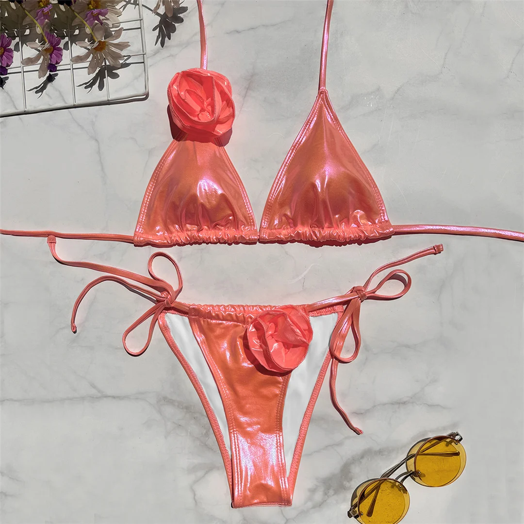 5 Farben, 3D-Blumen, Neckholder-Bikini mit Trägern, Damen-Badebekleidung, zweiteiliger Bikini-Set, Badeanzug, Badebekleidung, Schwimmbekleidung V5612 – Detail 37