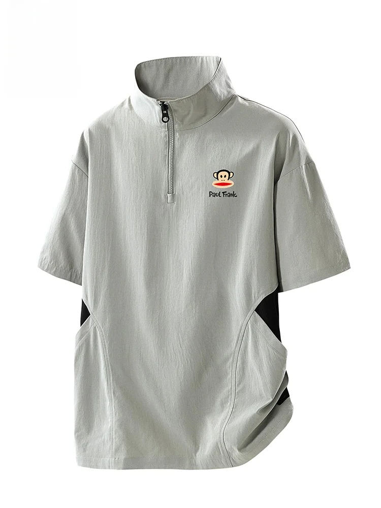 

Monkey f Zip ort Sve irt Men's Summer Thin Casual Color Blo T-irt Top Youth Faion Polyester B...