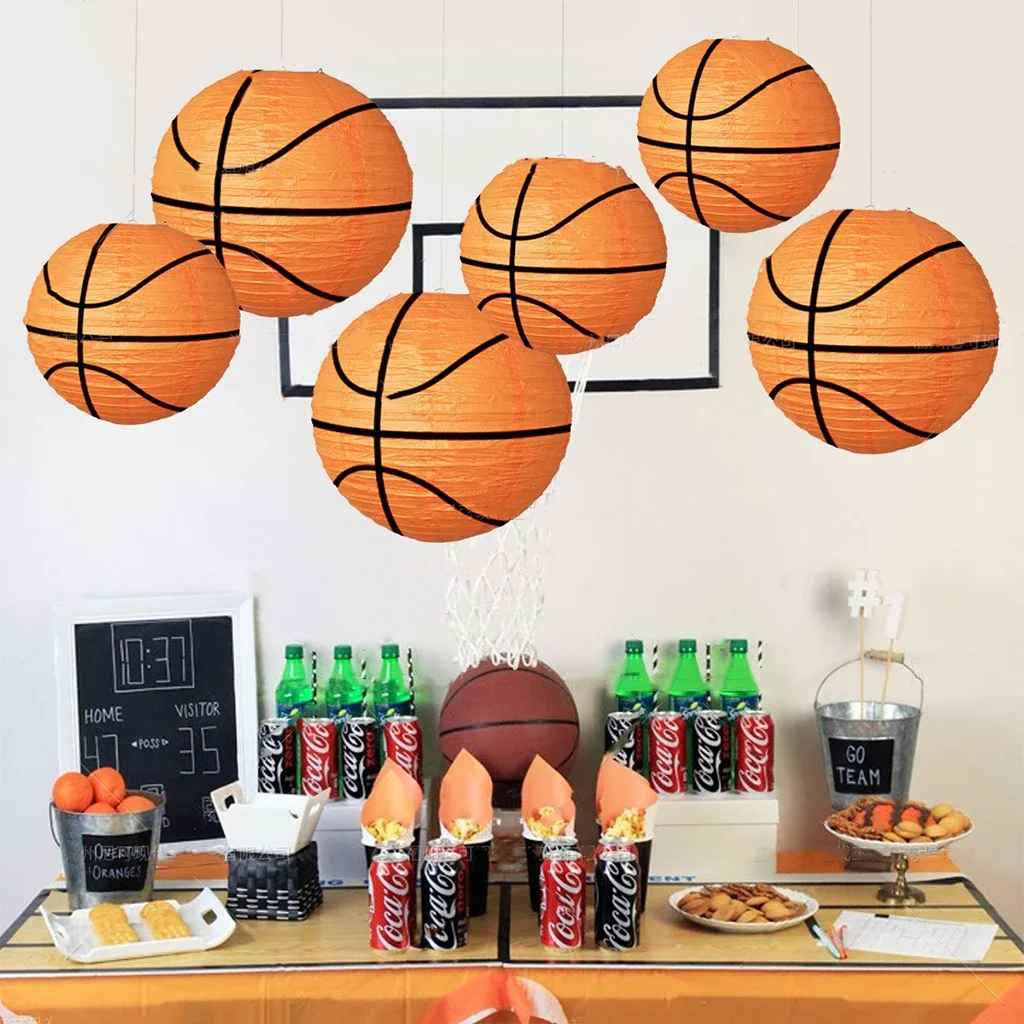 Basketball Paper Lanterns Sports Theme Basketball Hanging Pendants Ceiling Decoration Happy Sports Boys Birthday Party Decor