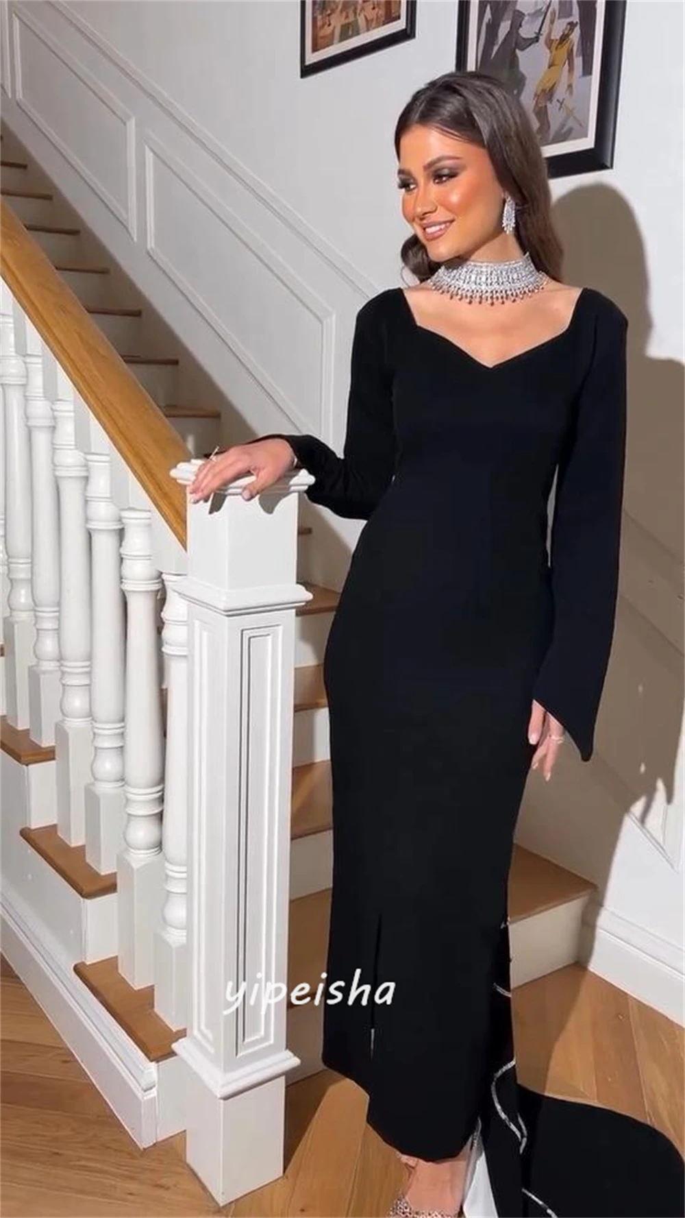 Vestido de graduación de Arabia Saudita, vestido de noche Formal de estilo moderno Simple, cuello cuadrado, línea A, cuentas de satén, vestidos a medida para ocasiones