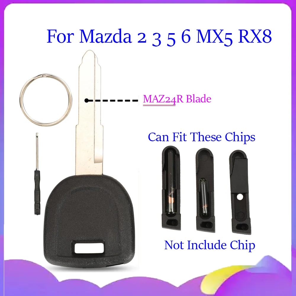 jingyuqin New Transponder Car Key Shell For Mazda 2 3 5 6 MX5 RX8 With Uncut Right Blade Blank Remote Fob Case Cover No Chip