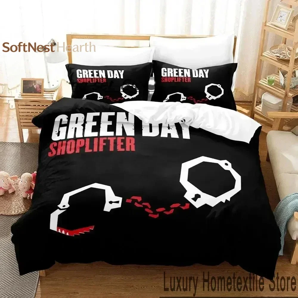 2026 3D Print American Idiot Green Day Bedding Set Duvet Cover Bed Set Quilt Cover Pillowcase Comforter King Queen Size Boys Adu
