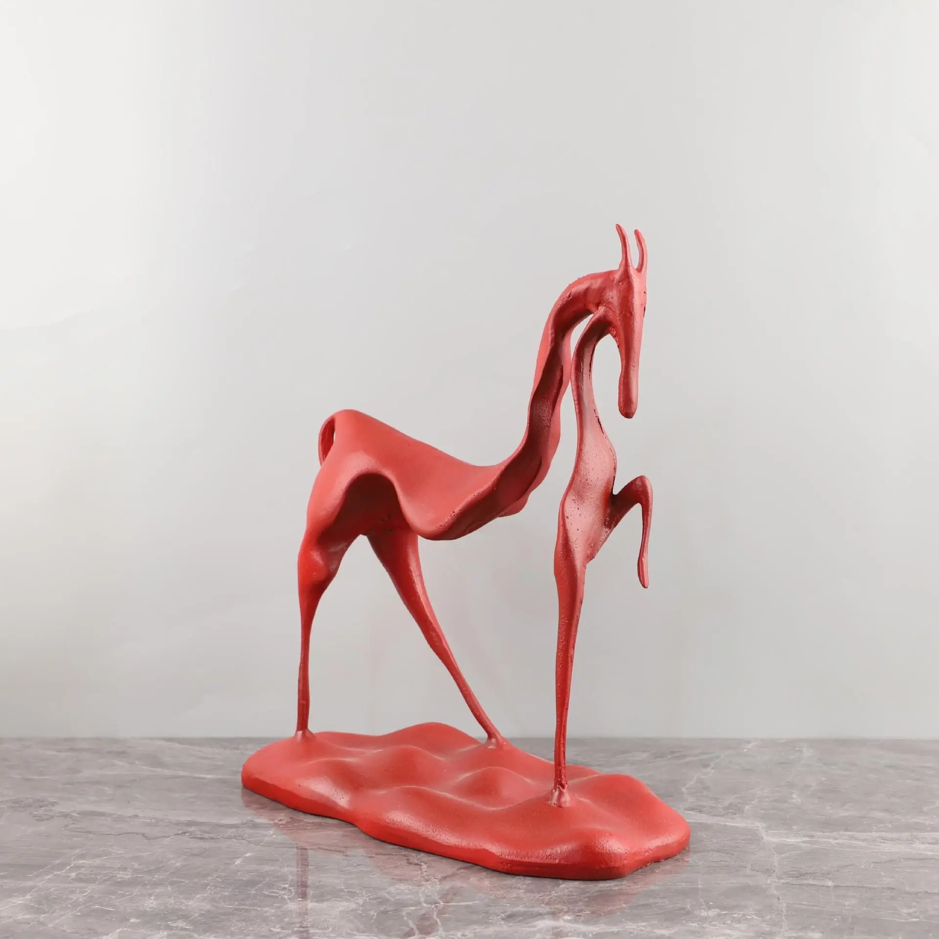 الوافدين الجدد المعادن الفن الحرف الإبداعية الحيوان الديكور سطح المكتب تمثال أسود أحمر معدن الحصان النحت #5