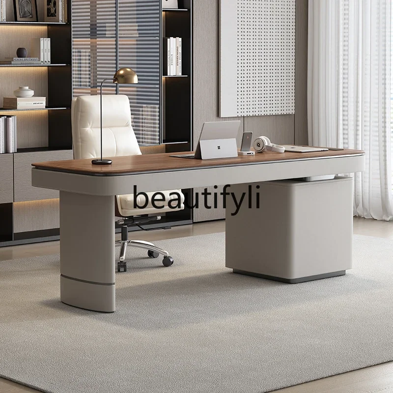 

Asmt51 ss Solid wood desk light luxury modern desk Nordic simple high-end retro style writing desk computer table