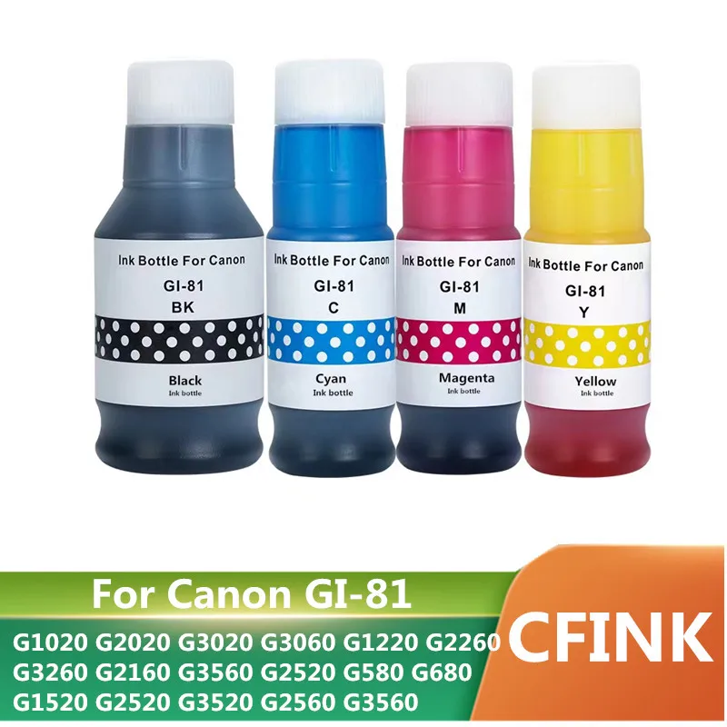 4Color Dye Ink for Canon 81 GI-81 For Canon G1820 G2820 G2860 G3820 G3821 G3860 G1020 G2020 G3020 G3060 Printer