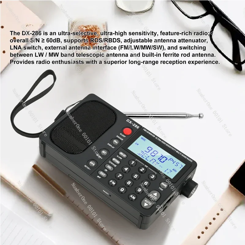 QODOSEN DX-286 Portable Radio AM/FM/LW/SW Digital World Full Band Radio with tef6686 Car Chip