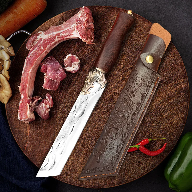 

7 inch Forged Stainless Steel Kitchen Knife Handmade Chef Butcher Fishing Knife Wooden Handle Cleaver Meat Cooking Knives