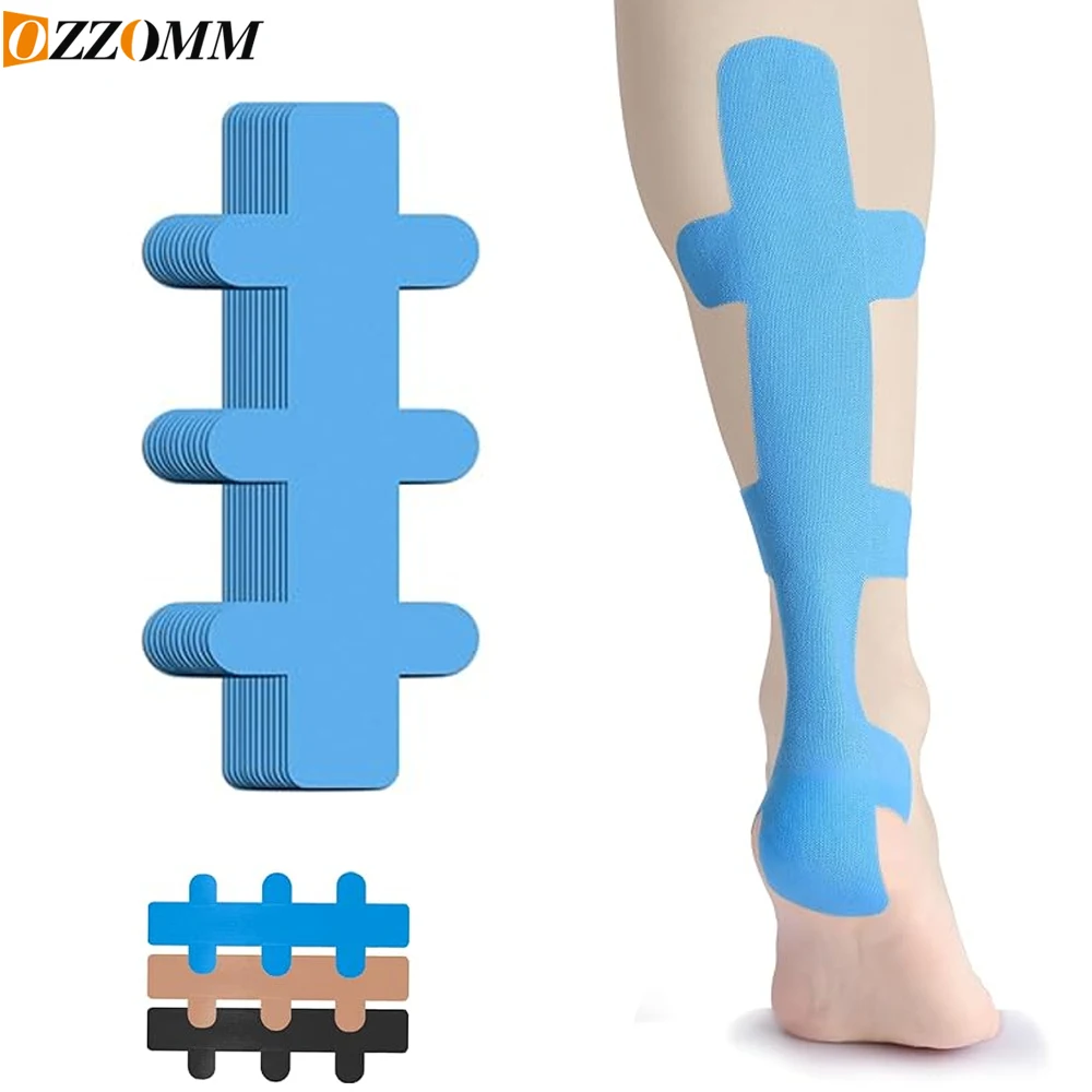 10 Cintas de Kinesiología para el Tendón de Aquiles, Impermeables y Transpirables, Cinta Deportiva Elástica para Soporte Muscular