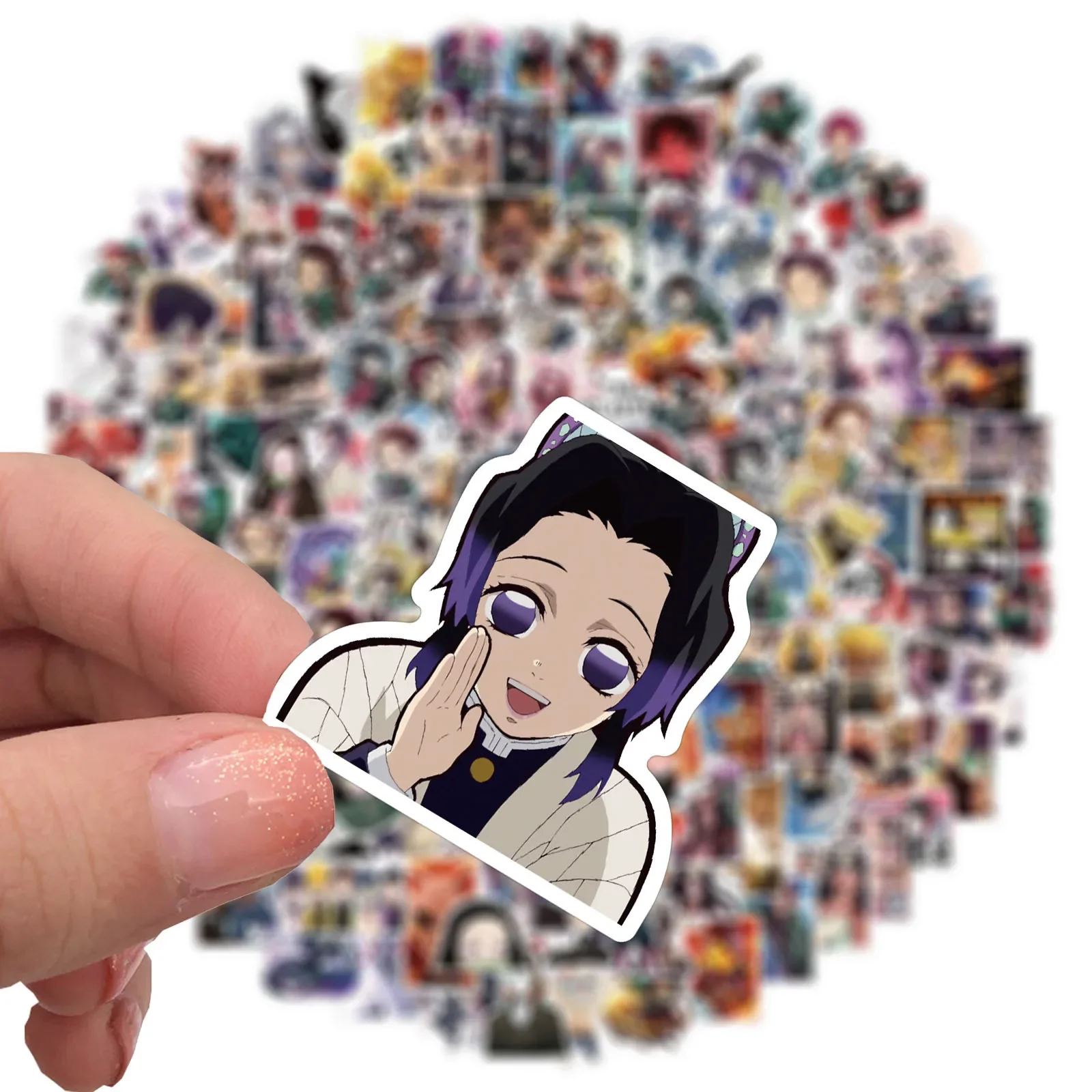 100/200pcs Cartoon Anime Demon Slayer Stickers for Laptop Suitcase Skateboard Guitar Phone Cartoon Sticker Kid Gift Toys