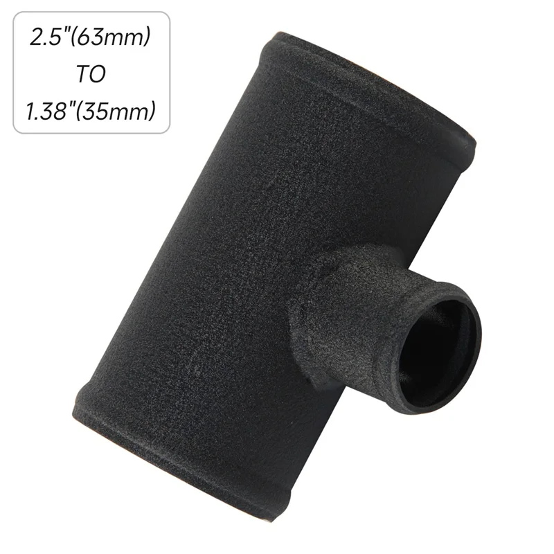 Black/Silver 2.5'' 63mm Blow Off Valve Adapter Aluminum T-Pipe Shape Tube for 35mm ID BOV