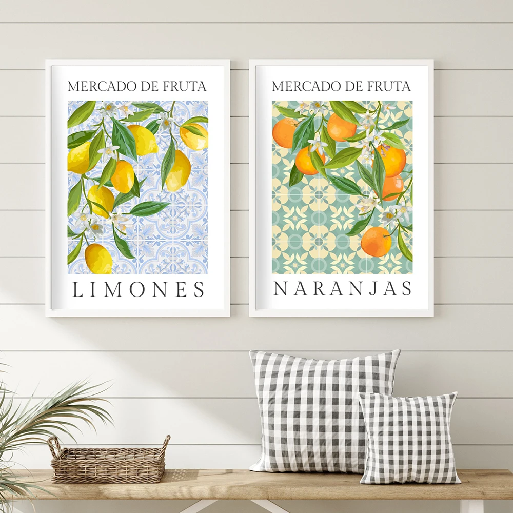 Abstract Colourful Lemon Orange Vintage Fruit Plant Poster HD Posters Home Room Bar Cafe Decor Art Wall Painting Kitchen Picture