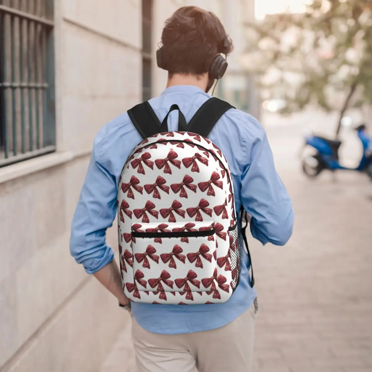 

Chic Red Velvet Bow With Gold Stars Backpack Boys Girls BookBag Kids School Bag Computer Shoulder Bags for Men Women