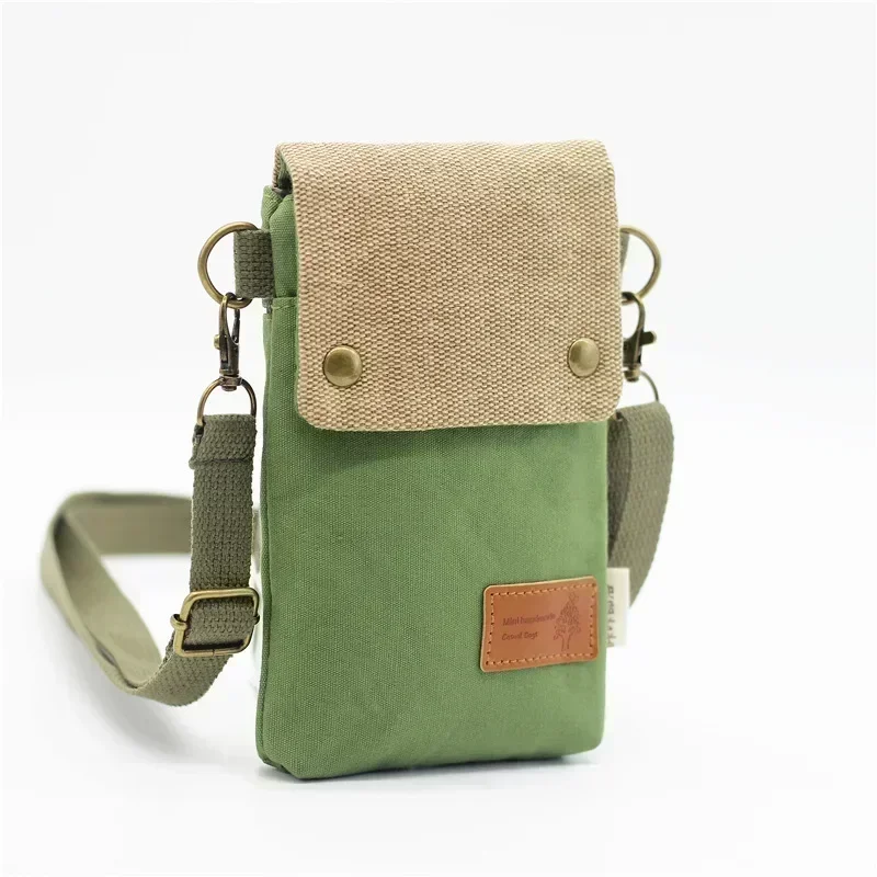 DE7 Dames effen kleur mini mobiele telefoon tas vrouwelijk casual kleine crossbody schouder canvas lichte messenger