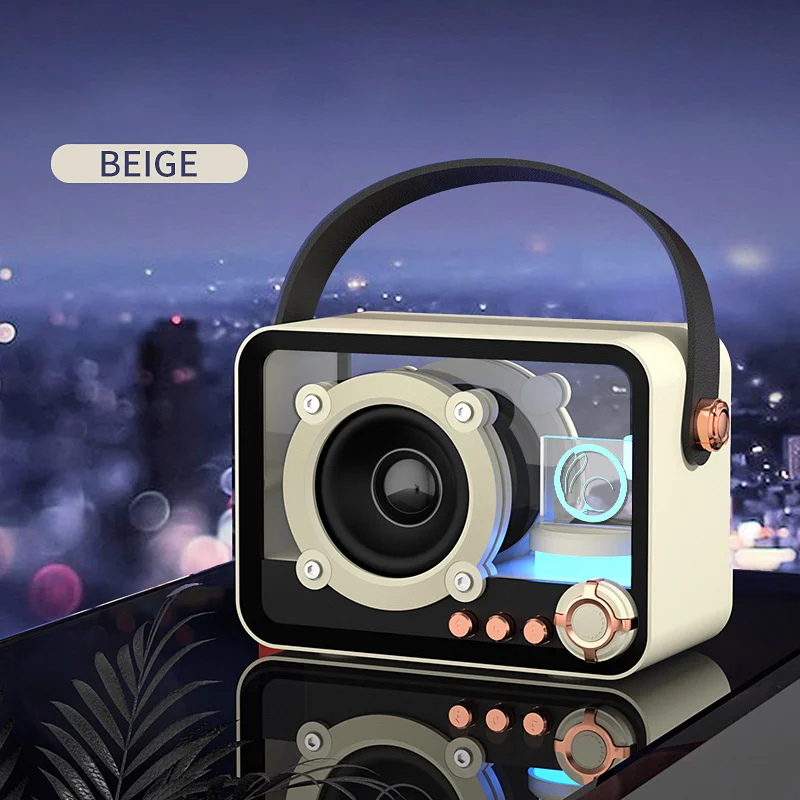 

Retro Punk Mecha Bluetooth Speaker - Transparent Mini Portable Speaker with Colorful LED Lights, Wireless Stereo Sound, TWS Pair