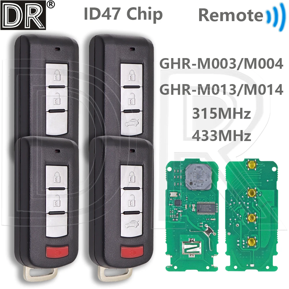 

Отличный чип ID47 315/433 МГц GHR-M003/M004 GHR-M013/M014 автомобильный дистанционный ключ для Mitsubishi Pajero L200 Montero Xpander Eclipse Cross