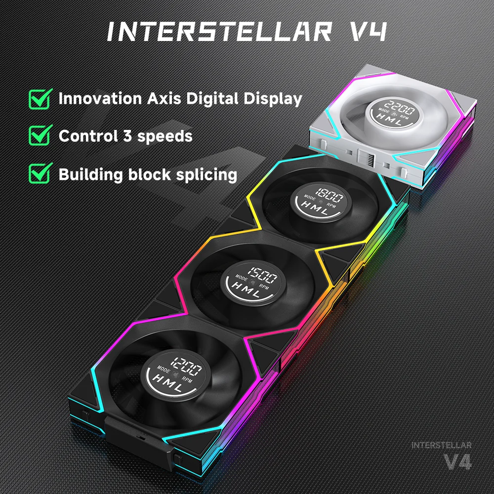 Jungle Leopard Interstellar V4 Digital Display Speed Control Infinite Mirror With Screen Ventilador UNI Fan