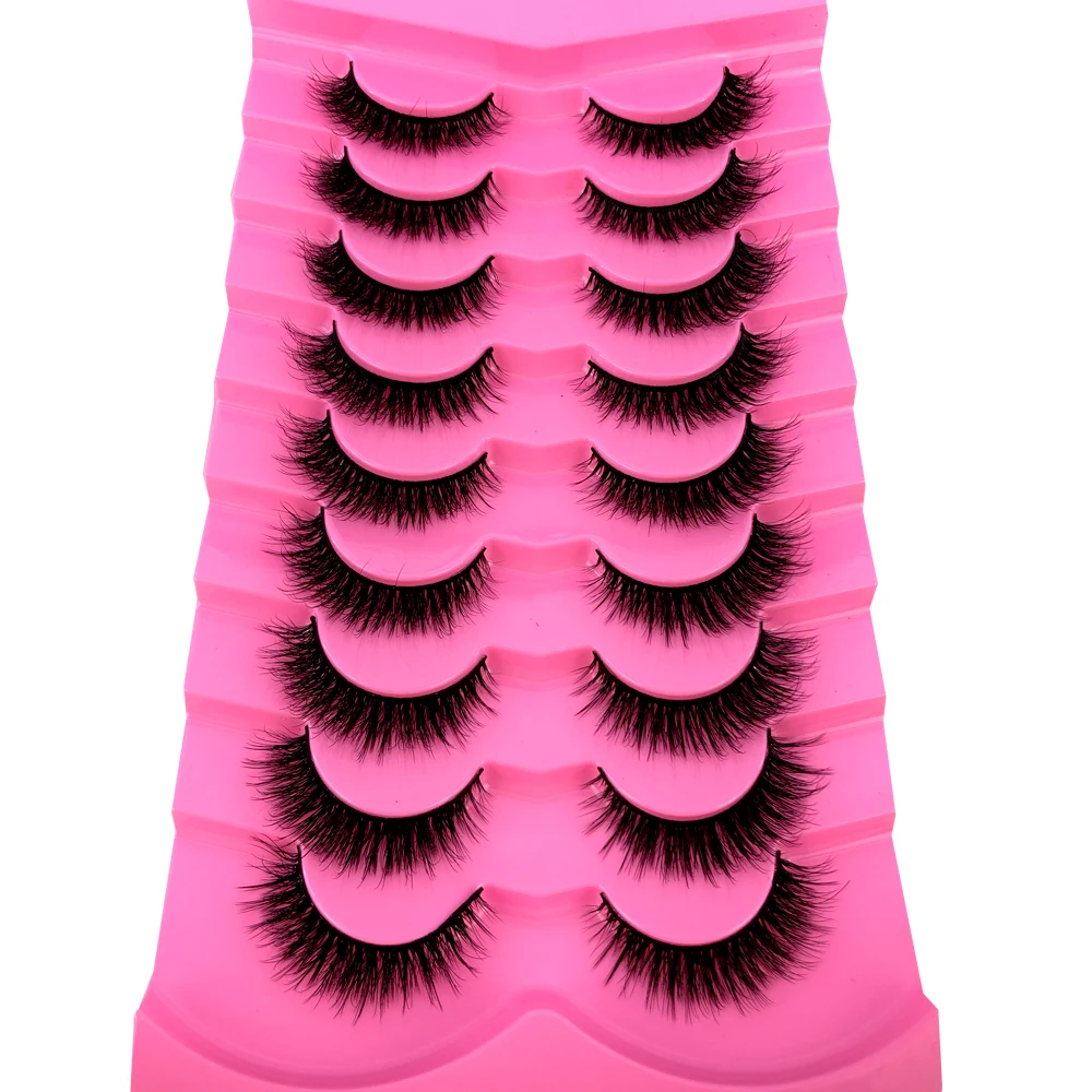 Nerz-Wimpern Flauschige Katzenaugen-Wimpern Wispy 6D Volumen Künstliche Wimpern Wie Extensions Aussehend Dicke Weiche Lockige Falsche Wimpern 9 Paare – Detail 15