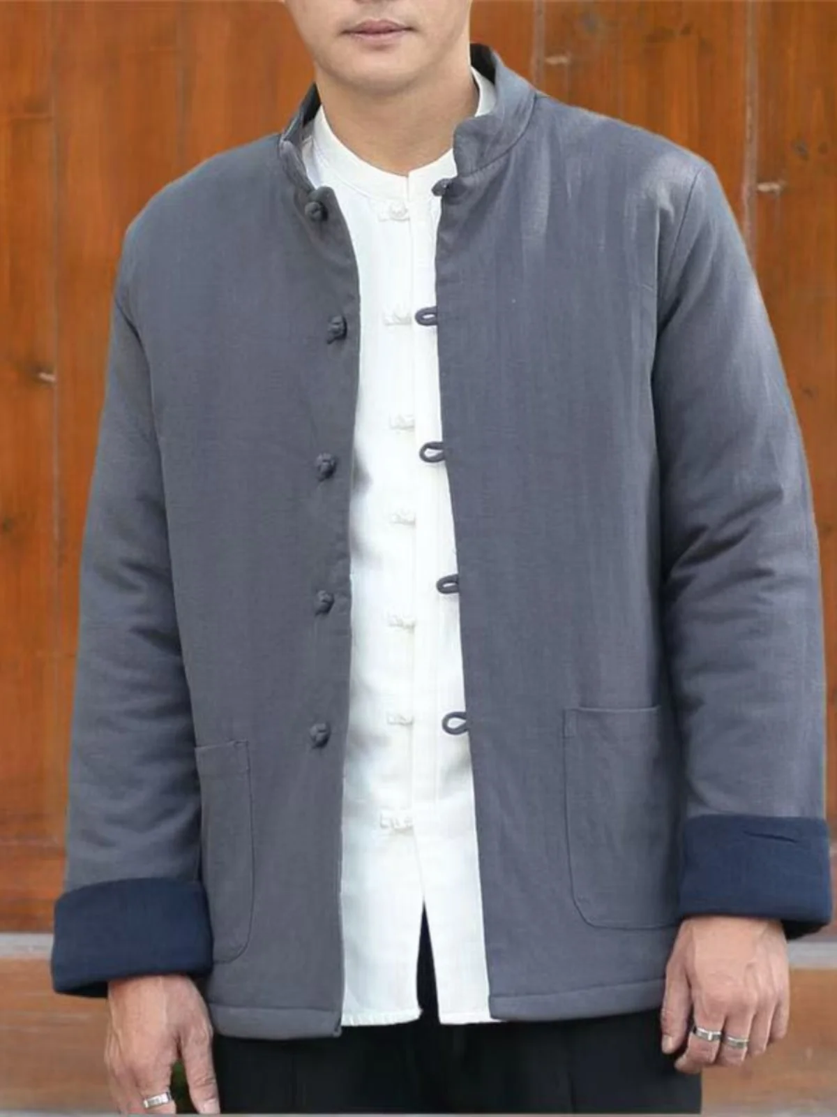 

Men's Cotton Linen Button up Jaet Autumn Winter Faionable Ethnic Chinese Sle Casual Wear Youth Outerwear Coat