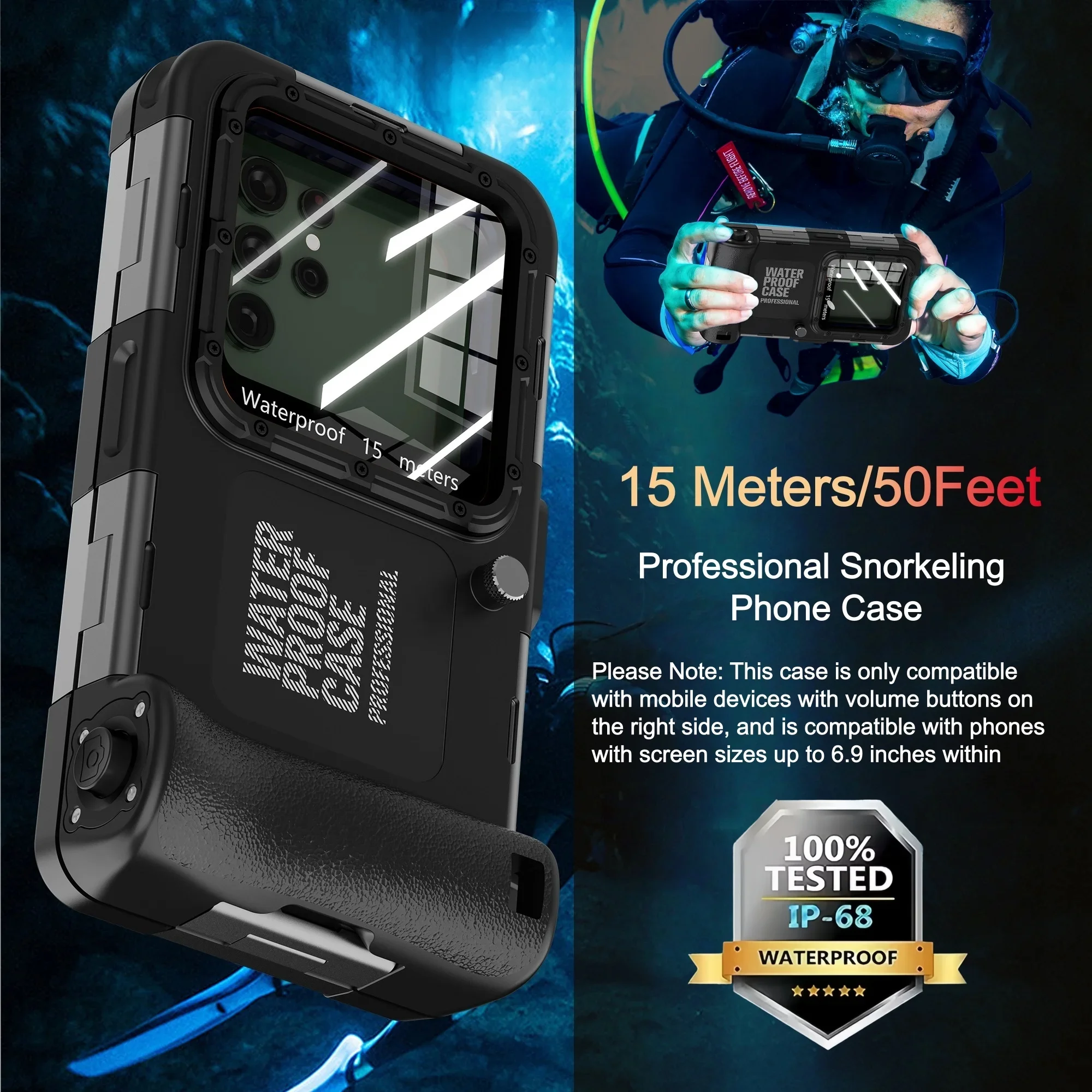 

15M/50Feet Professional Snorkeling Swimming Waterproof Phone Case For Samsung/Xiaomi/Huawei/Google/Sony/LG/VIVO/ASUS/Nokia Cover