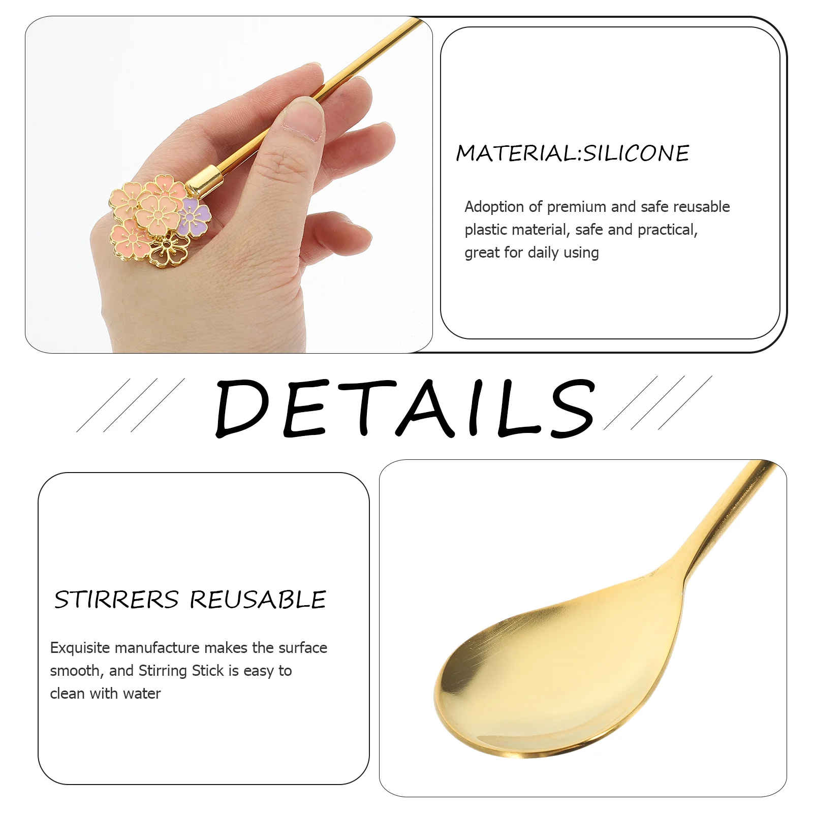 Hölzerner Rührstab für Cocktails, Goldbarren, Edelstahl, Getränke, Saft, Stößel, Rührer