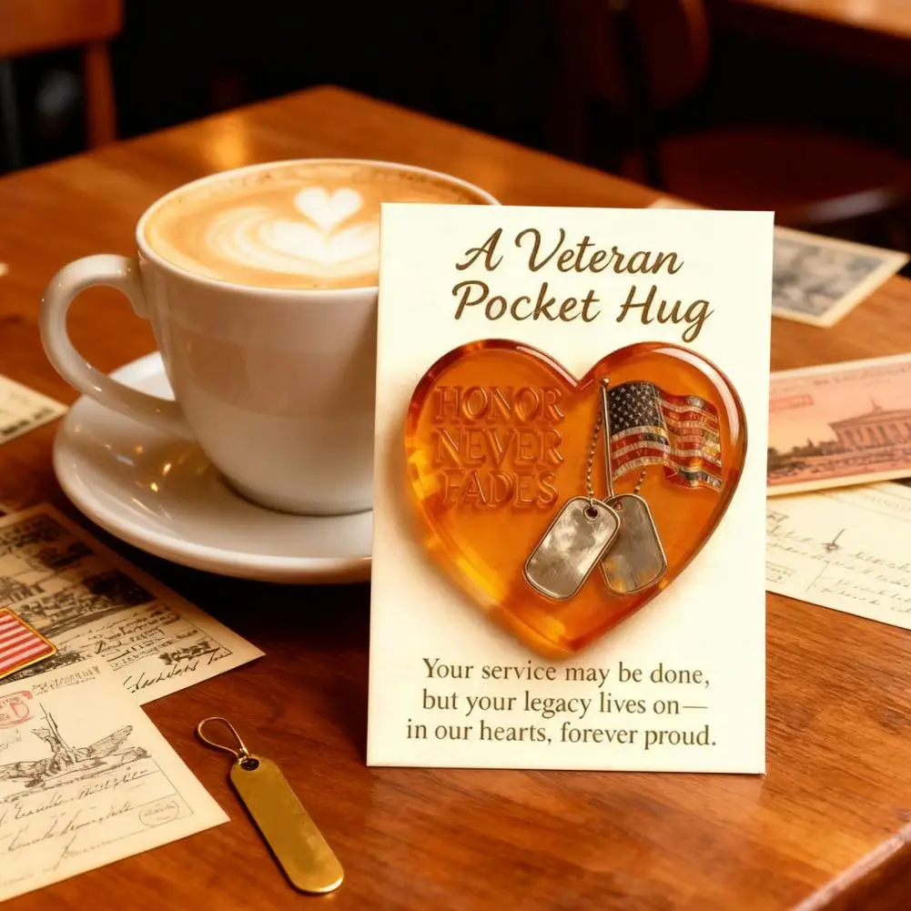 Patriotic Pocket Hug Love Heart Pocket Hug Thank Appreciation Card Ex-soldier Patriotic Token Souvenir Inspirational Gift