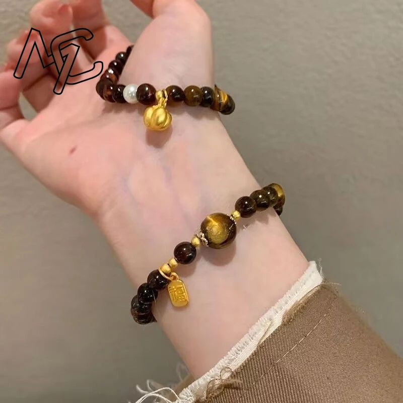 Natural Tiger Eye Stone Autumn/Winter Bracelet Fashion Luxury Designer Bangle Real Jade Jewelry Talismans Gifts for Women