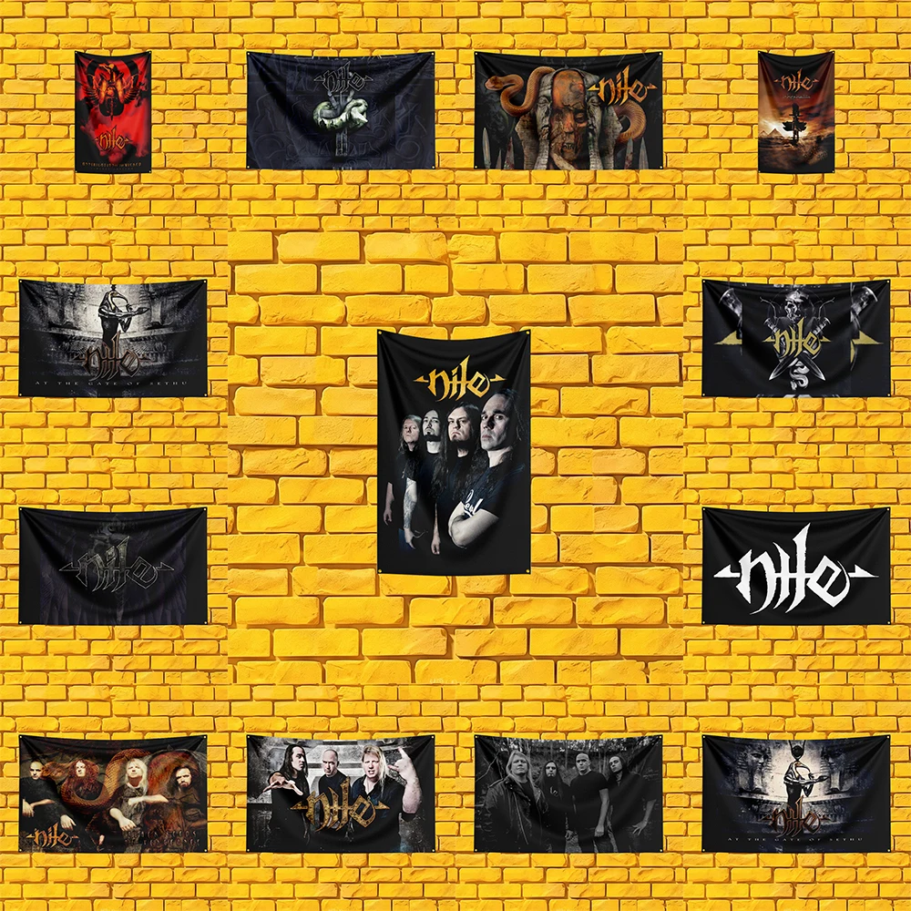 Nile Style Rock Flag 3x5 FT 90x150cm Polyester Wall Hanging For Concert Decor Music Lover