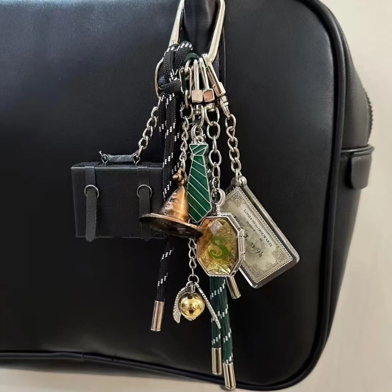 Retro Brown Style Magic Academy Combination Heart Extremely Complex Bag Pendant Weaving Rope Ornament Keychains Accessories Gift