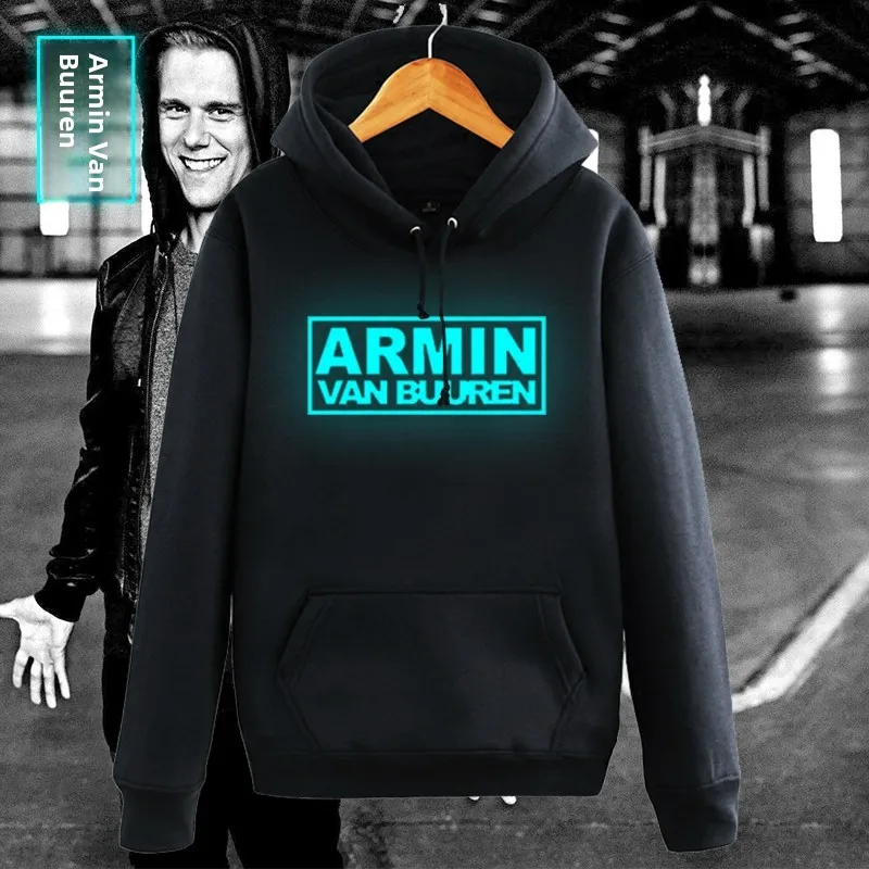

Толстовка с капюшоном Armin Van Buuren для пар, на флисовой подкладке, светящаяся, повседневная, модная одежда, смесовая ткань из хлопка и полиэстера, зимняя спортивная одежда